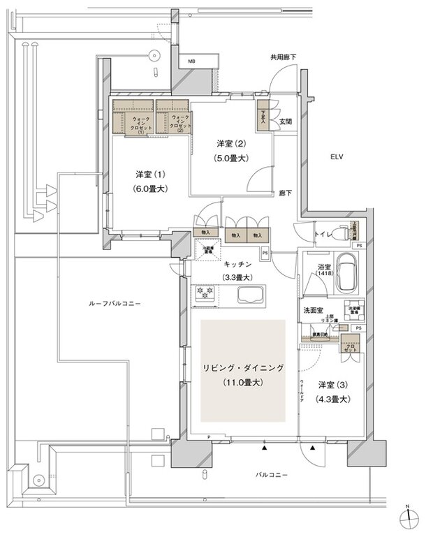 ブランズシティ船橋ビアレ 間取り 1-Gr type