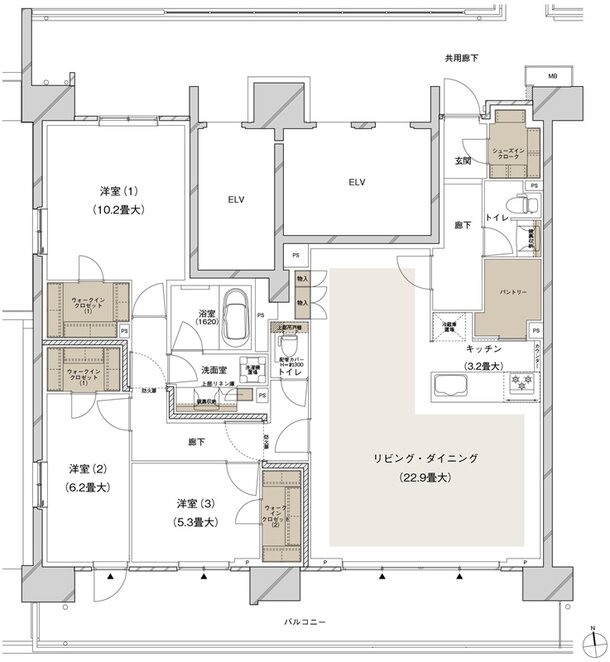 ブランズシティ船橋ビアレ 間取り 1-P type