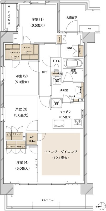 ブランズシティ船橋ビアレ 間取り 1-O type