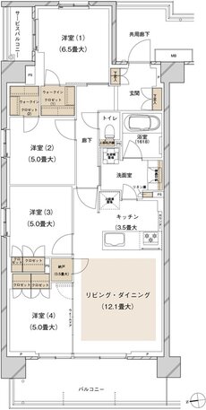 ブランズシティ船橋ビアレ 間取り 1-O type