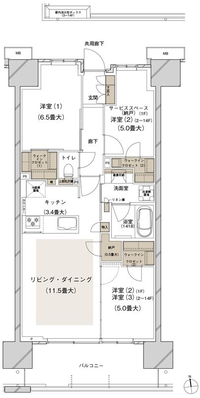 ブランズシティ船橋ビアレ 間取り 1-B3 type