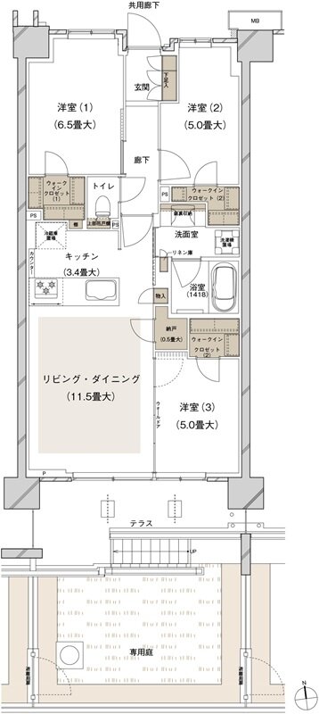 ブランズシティ船橋ビアレ 間取り 2-B5g type