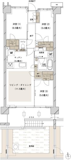 ブランズシティ船橋ビアレ 間取り 2-B5g type