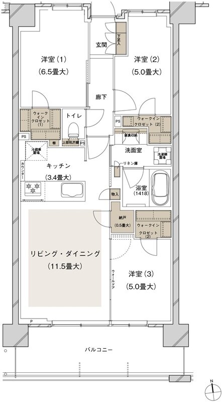 ブランズシティ船橋ビアレ 間取り 2-B6 type