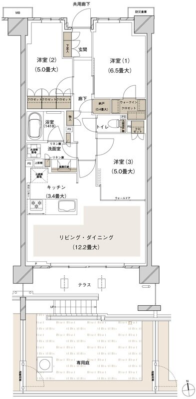 ブランズシティ船橋ビアレ 間取り 2-F1g type