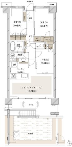 ブランズシティ船橋ビアレ 間取り 2-F1g type