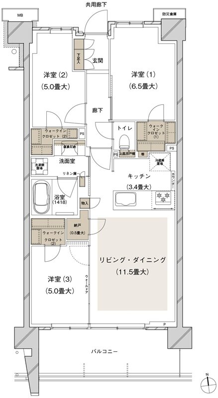 ブランズシティ船橋ビアレ 間取り 2-B1 type