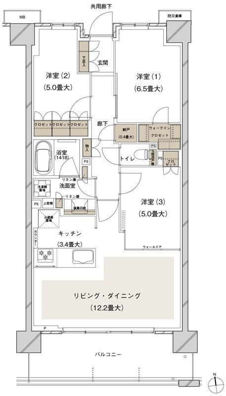 ブランズシティ船橋ビアレ 間取り 2-F1 type