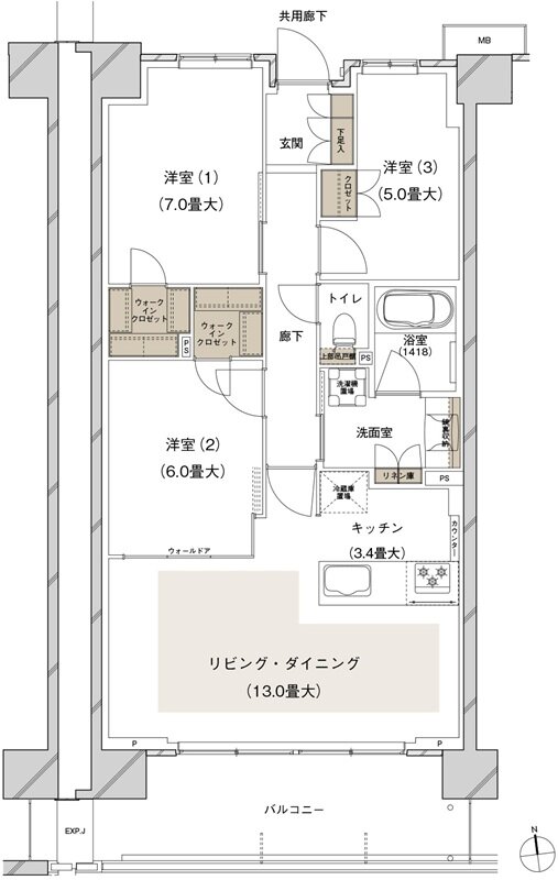 ブランズシティ船橋ビアレ 間取り 2-N type