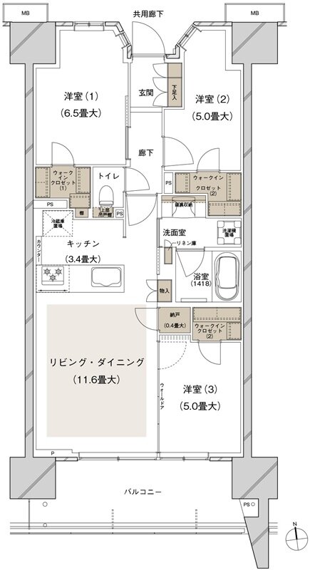 ブランズシティ船橋ビアレ 間取り 1-B1 type