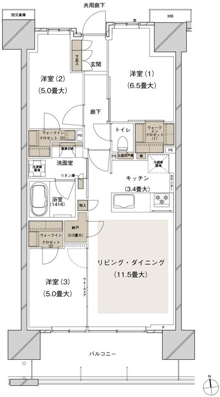 ブランズシティ船橋ビアレ 間取り 1-B4 type