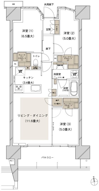 ブランズシティ船橋ビアレ 間取り 1-B2 type