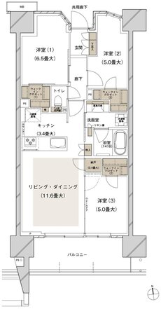 ブランズシティ船橋ビアレ 間取り 1-B2 type