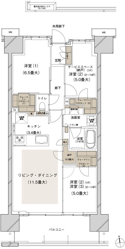 ブランズシティ船橋ビアレ 間取り 1-B3 type