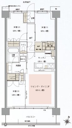 リビオシティ船橋北習志野ミッドレジデンス 間取り S72Bタイプ