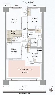 リビオシティ船橋北習志野ミッドレジデンス 間取り S70Cタイプ