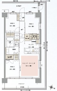 リビオシティ船橋北習志野ミッドレジデンス 間取り E75Aタイプ