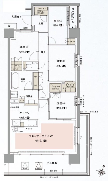 リビオシティ船橋北習志野ミッドレジデンス 間取り S84Aタイプ