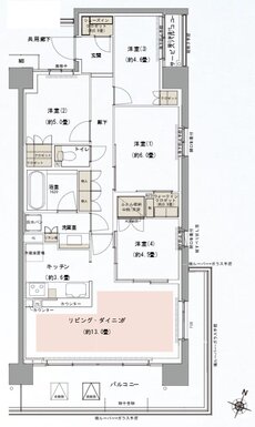 リビオシティ船橋北習志野ミッドレジデンス 間取り S84Aタイプ