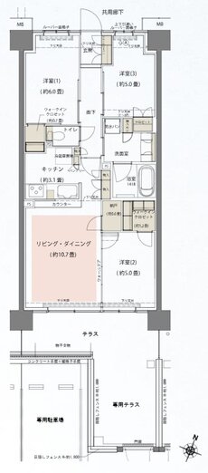 リビオシティ船橋北習志野ミッドレジデンス 間取り N68Atタイプ