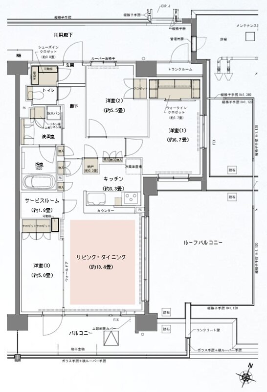 リビオシティ船橋北習志野ミッドレジデンス 間取り S83Arタイプ