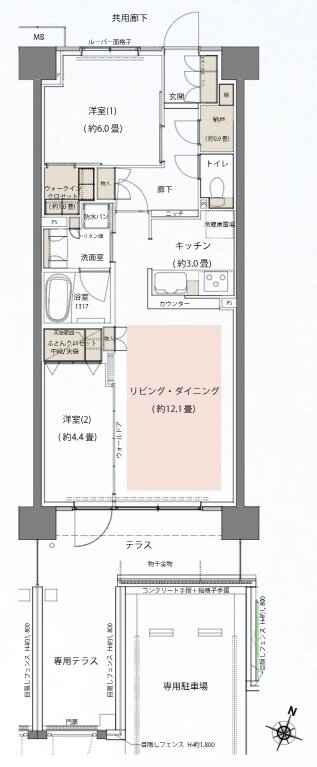 リビオシティ船橋北習志野ミッドレジデンス 間取り N61Btタイプ