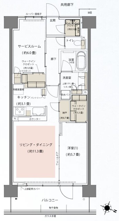 リビオシティ船橋北習志野ミッドレジデンス 間取り E64Aタイプ