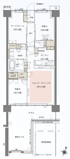 リビオシティ船橋北習志野ミッドレジデンス 間取り N70Ctタイプ