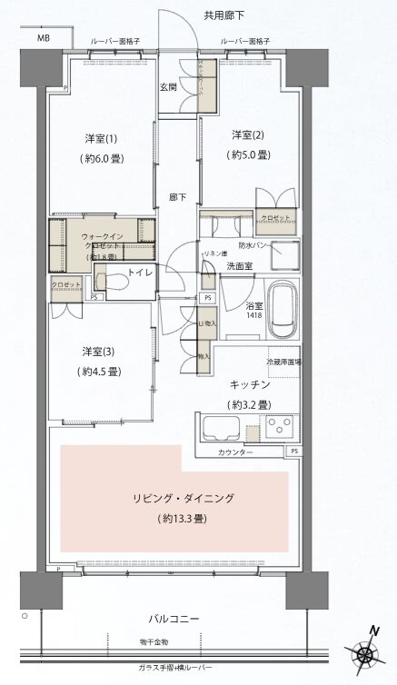 リビオシティ船橋北習志野ミッドレジデンス 間取り S70C1タイプ