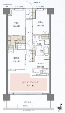 リビオシティ船橋北習志野ミッドレジデンス 間取り S70C1タイプ
