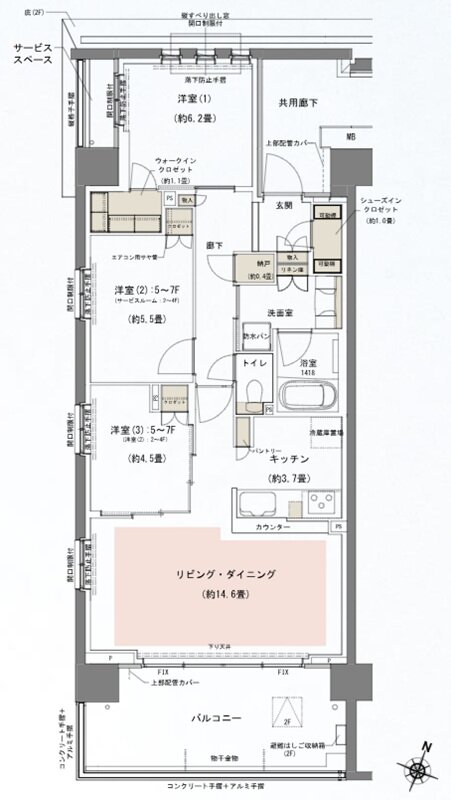 リビオシティ船橋北習志野ミッドレジデンス 間取り N77Aタイプ