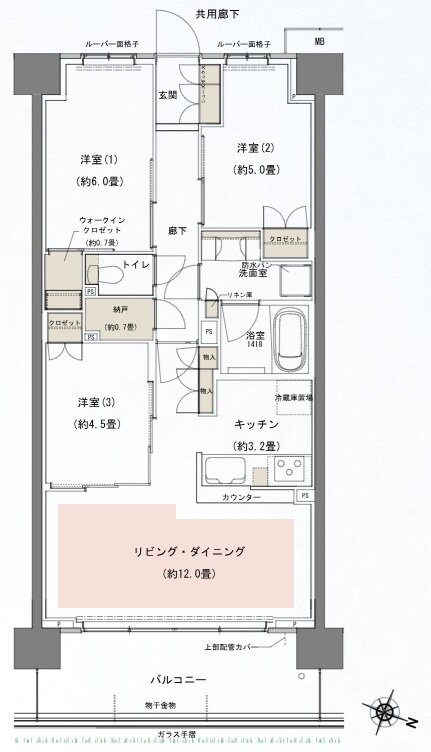 リビオシティ船橋北習志野ミッドレジデンス 間取り E68Aタイプ