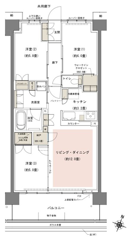 リビオシティ船橋北習志野ミッドレジデンス 間取り N70Aタイプ