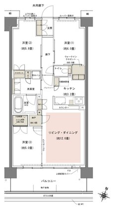 リビオシティ船橋北習志野ミッドレジデンス 間取り N70Aタイプ