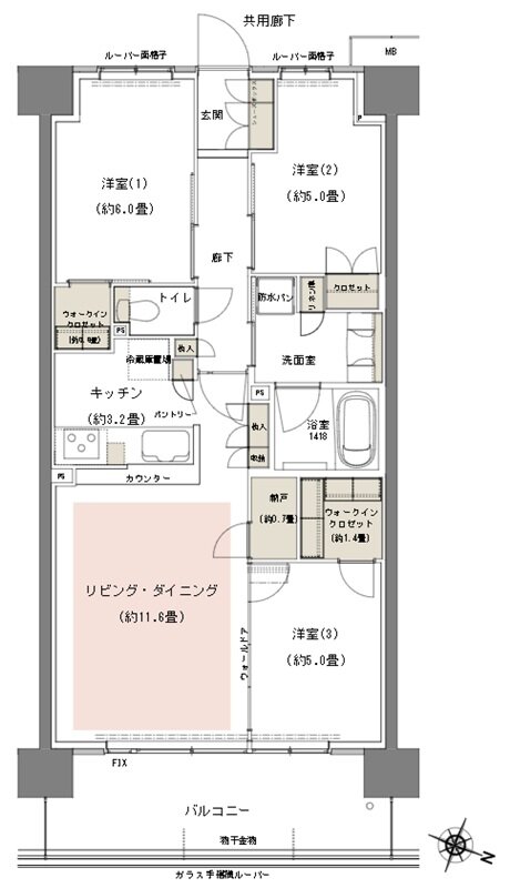 リビオシティ船橋北習志野ミッドレジデンス 間取り N68Bタイプ
