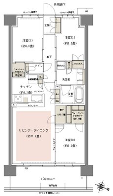 リビオシティ船橋北習志野ミッドレジデンス 間取り N68Bタイプ