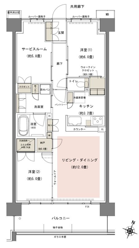 リビオシティ船橋北習志野ミッドレジデンス 間取り N70Cタイプ