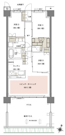リビオシティ船橋北習志野ミッドレジデンス 間取り S70Dtタイプ