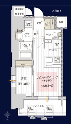 プレサンス レイズ 新瑞橋駅前 間取り Bタイプ