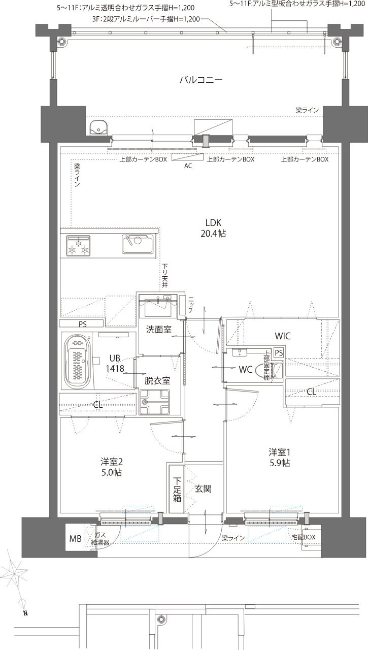 リヴィエール八幡中央ガーデンテラス 間取り Cα TYPE
