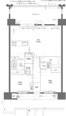 リヴィエール八幡中央ガーデンテラス 間取り Cα TYPE