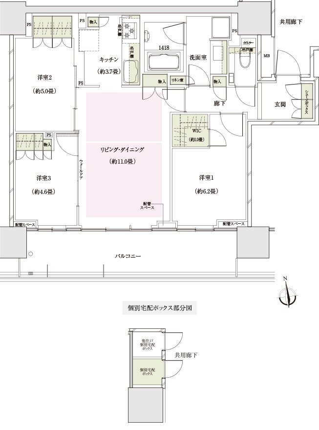 ザ・パークハウス 大阪上本町タワー 間取り G74L