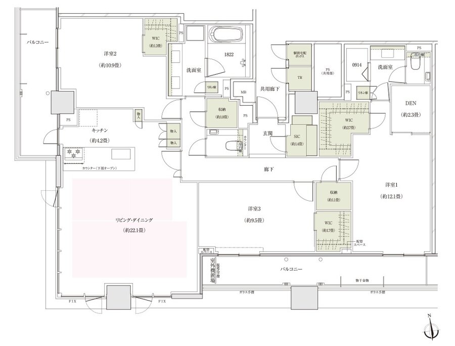ザ・パークハウス 大阪上本町タワー 間取り P153H