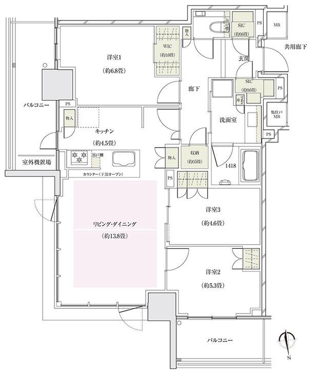 ザ・パークハウス 大阪上本町タワー 間取り S82L