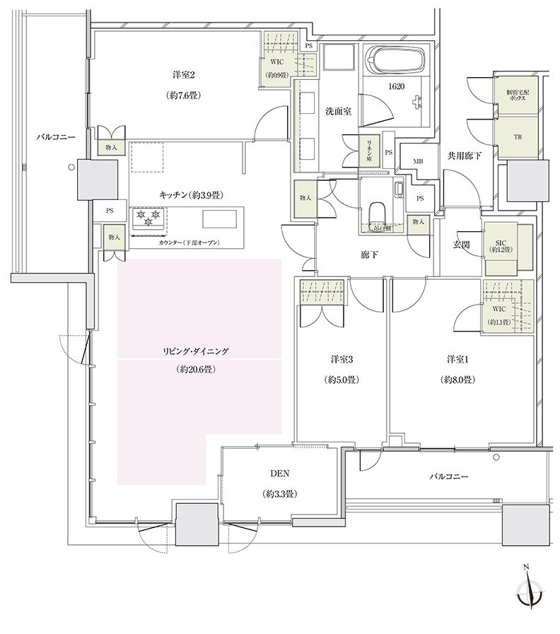 ザ・パークハウス 大阪上本町タワー 間取り P109D