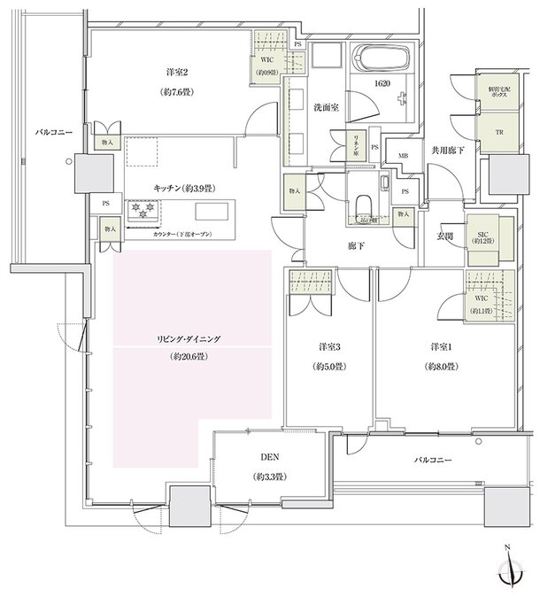 ザ・パークハウス 大阪上本町タワー 間取り P109D