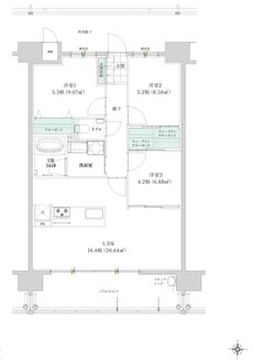 グリーンヒル別府石垣東パークフロント 間取り B type（2～15階）