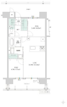 グリーンヒル別府石垣東パークフロント 間取り C type（2～15階）