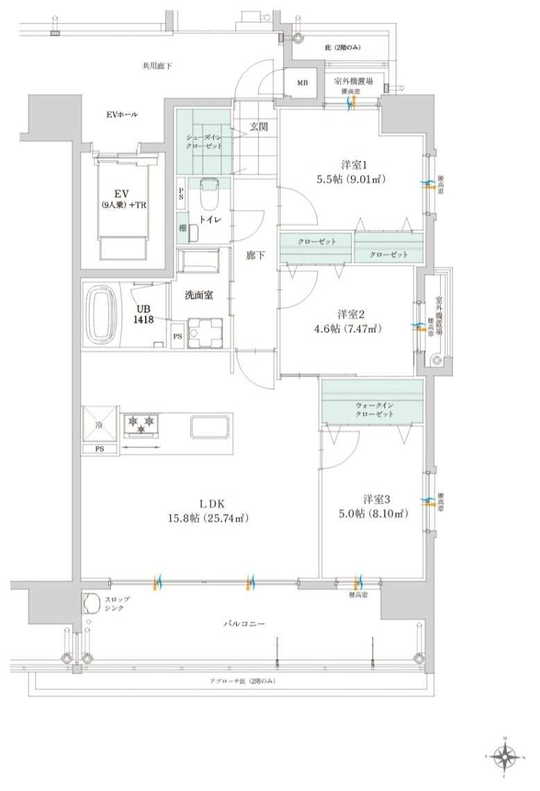 グリーンヒル別府石垣東パークフロント 間取り D type（2～15階）