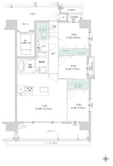 グリーンヒル別府石垣東パークフロント 間取り D type（2～15階）